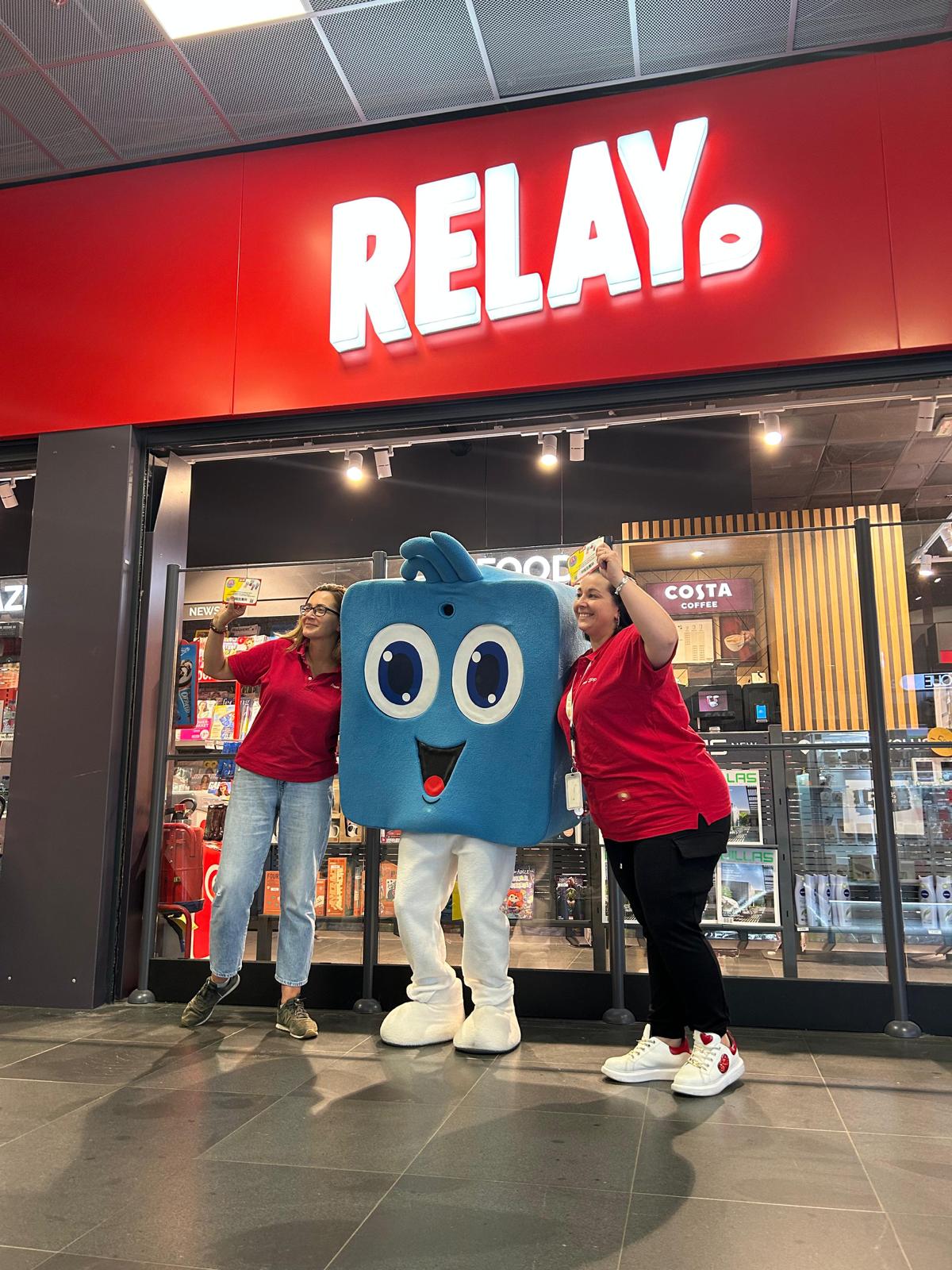 Yolloh mascot at Relay store